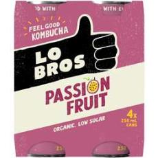 Woolworths - Lo Bros Kombucha Passionfruit Cans 250ml X4 Pack