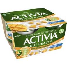 Woolworths - Activia Danone Probiotic Yoghurt No Added Sugar Mango 125g x 4 Pack